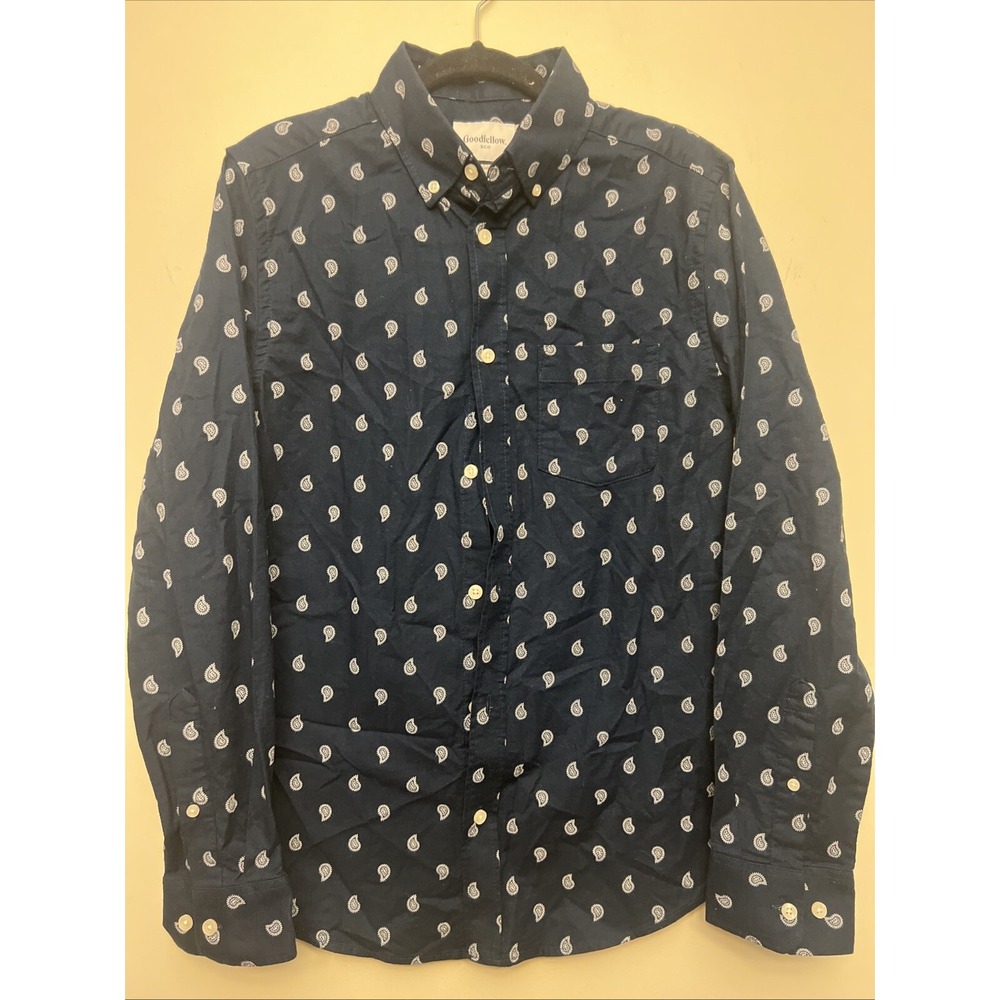 Goodfellow men's button up casual shirt, small, blue paisley NWOT